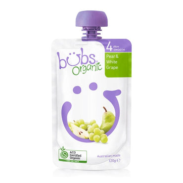 Organic Bubs Pear and White Grape  120g
